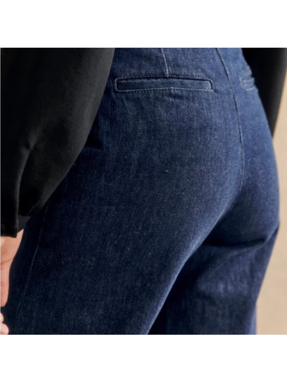 Sezane Deep Blue Wide-Leg Denim Trousers - Picture 4 of 11